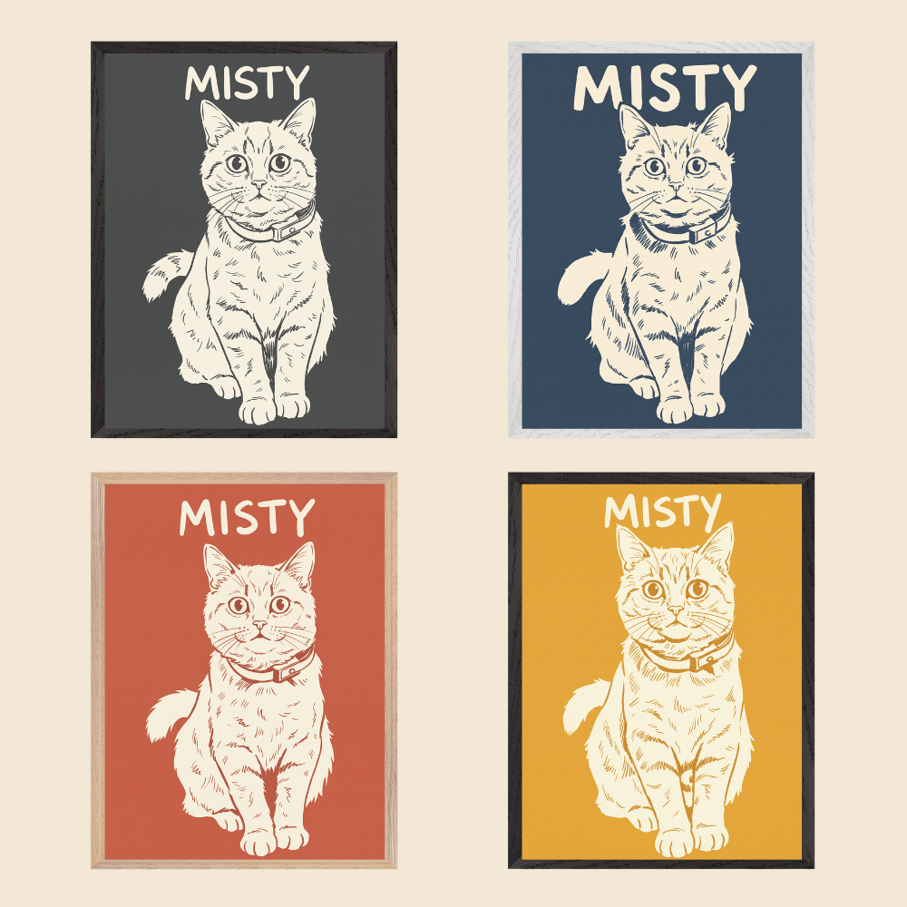 Custom Pet Photo Portrait ”Line Art Marker-style“